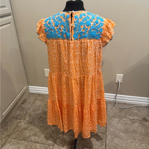 Sister Mary Orange and Blue Embroidered Dress - Picture 2 of 3